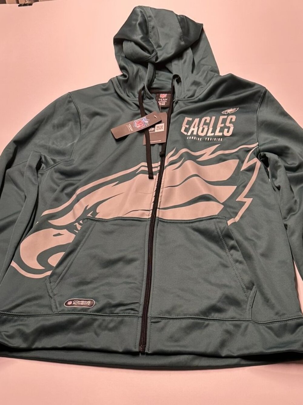 New Era Philadelphia Eagles Combine Authentic Zip Hoodie XL NWT Midnight Green